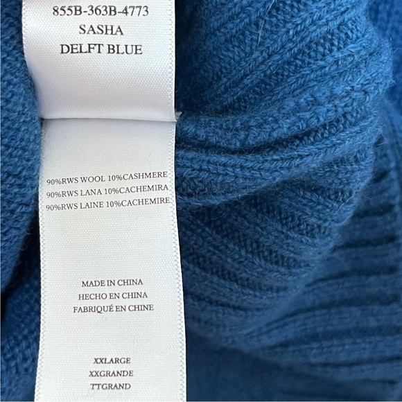 Rails Sasha Wool Cashmere Sweater Size XXL Delft Blue Mock Neck NEW - Picture 6 of 8